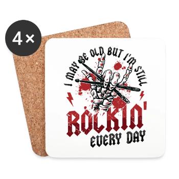 I may be old, but I'm still rocking - Coasters (set of 4) - white - Front