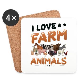 J’aime les animaux de la ferme, la ferme des enfants - Dessous de verre (lot de 4) - blanc - Devant