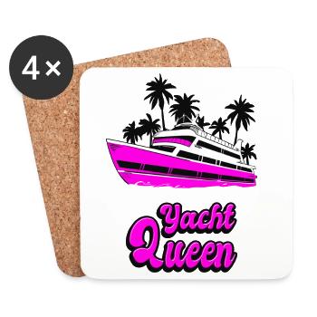 Yacht Queen Palm Tree Boat Design - Coasters (set of 4) - white - Front