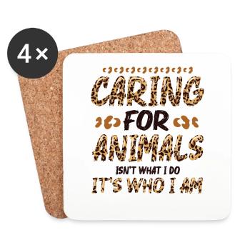 Prendre soin des animaux - refuge pour animaux, amoureux des animaux - Dessous de verre (lot de 4) - blanc - Devant