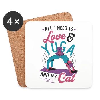 All I need is love and yoga - Coasters (set of 4) - white - Front