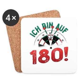 Ich Bin Auf 180, Dartspieler - Untersetzer (4er-Set) - Weiß - Vorne