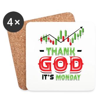 Dieu merci, c’est lundi, trader - Dessous de verre (lot de 4) - blanc - Devant