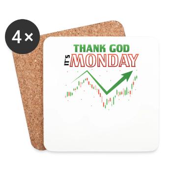 Dieu merci, c’est lundi, trader - Dessous de verre (lot de 4) - blanc - Devant