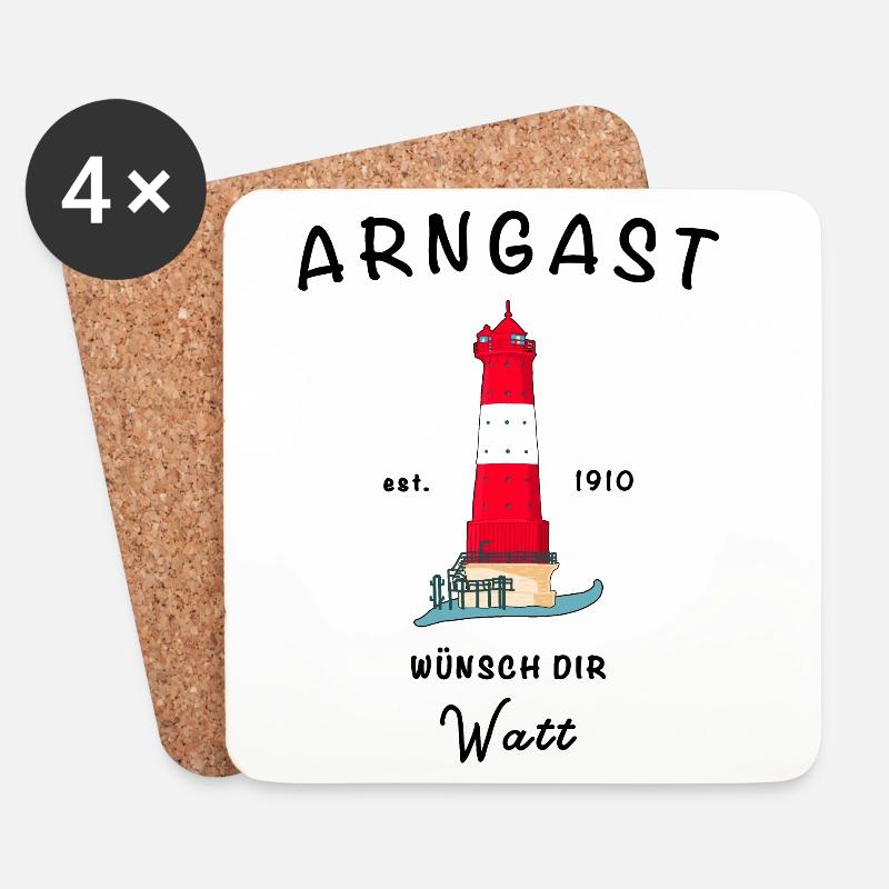 Leuchtturm Arngast, Wilhelmshaven, Ostfriesland - Untersetzer (4er-Set) - Weiß