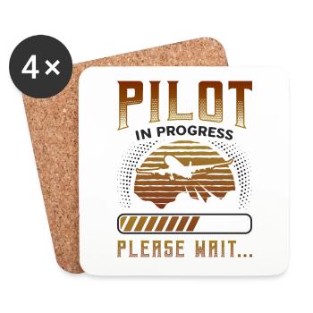 Pilot In Arbeit, Bitte Warten, Flugzeugtraining - Untersetzer (4er-Set) - Weiß - Vorne