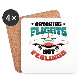 Flying instead of feeling, travel-addicted flyer - Coasters (set of 4) - white - Front