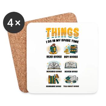 Book lovers, Reading, Books, Addicted - Coasters (set of 4) - white - Front