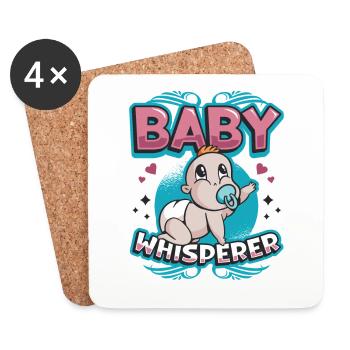 La Chuchoteuse de Bébés, Nounou Assistante maternelle, Baby-sitter - Dessous de verre (lot de 4) - blanc - Devant
