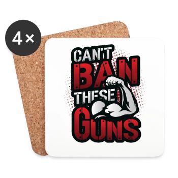 Can't Ban These Guns, Biceps, Muscle, Bodybuilding - Coasters (set of 4) - white - Front