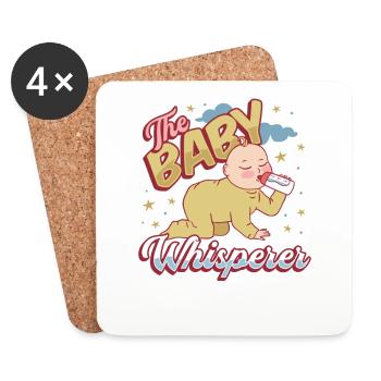 Der Babyflüsterer, Nanny, Tagesmutter, Babysitter - Untersetzer (4er-Set) - Weiß - Vorne