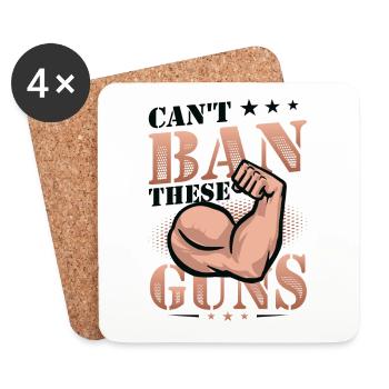 Can't Ban These Guns, Biceps, Muscle, Bodybuilding - Coasters (set of 4) - white - Front