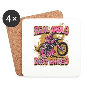 Les vraies filles conduisent des motos hors route, motocross féminin - Dessous de verre (lot de 4) - blanc - Devant