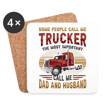 Trucker, Husband, Truck Driver, Dad - Coasters (set of 4) - white - Front