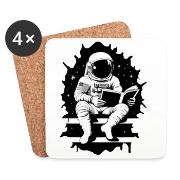 Astronaut reads a book - Coasters (set of 4) - white - Front