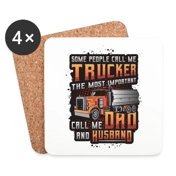 Trucker, Husband, Truck Driver, Dad - Coasters (set of 4) - white - Front