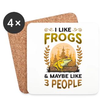 I like frogs and maybe 3 people - Coasters (set of 4) - white - Front