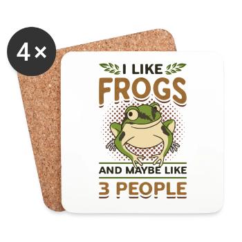 J’aime les grenouilles et peut-être 3 personnes - Dessous de verre (lot de 4) - blanc - Devant