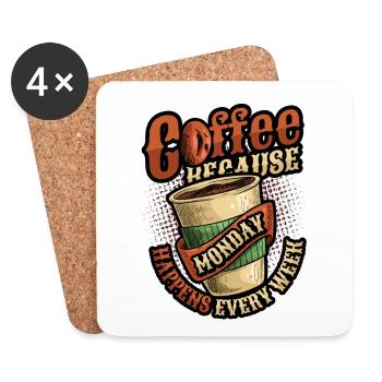 Kaffee Zuerst, Zerstören Später, Koffein - Untersetzer (4er-Set) - Weiß - Vorne