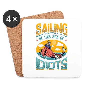 Naviguer dans cette mer d’idiots antisociaux - Dessous de verre (lot de 4) - blanc - Devant