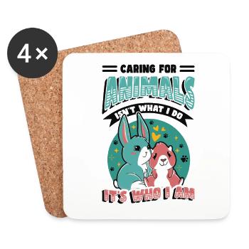 Prendre soin des animaux - refuge pour animaux, amoureux des animaux - Dessous de verre (lot de 4) - blanc - Devant