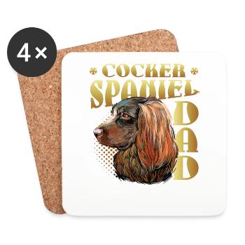 Cocker Spaniel Papa - Dessous de verre (lot de 4) - blanc - Devant