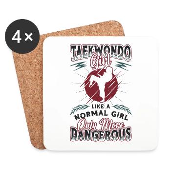 Arts Martiaux Filles, Taekwondo - Dessous de verre (lot de 4) - blanc - Devant