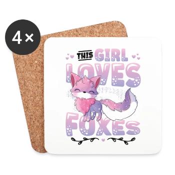 This girl loves foxes, nice fox girl - Coasters (set of 4) - white - Front
