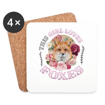 This girl loves foxes, nice fox girl - Coasters (set of 4) - white - Front