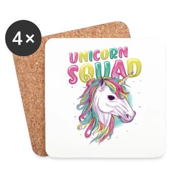 Licorne, Escouade, Filles - Dessous de verre (lot de 4) - blanc - Devant