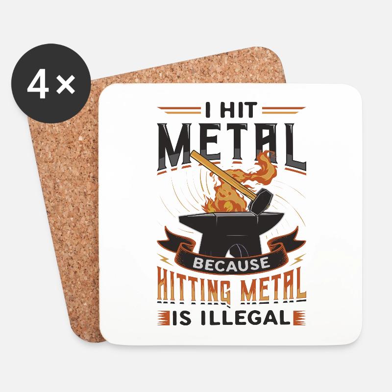 Hit Metal, Blacksmith - Untersetzer (4er-Set) - Weiß