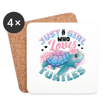 Just A Girl Who Loves Turtles - Untersetzer (4er-Set) - Weiß - Vorne