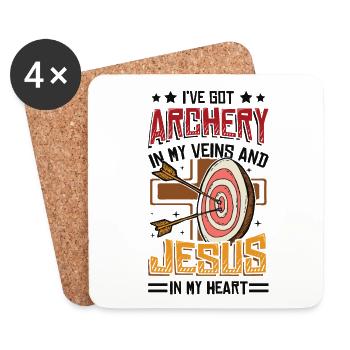 Religious archer, Archery - Coasters (set of 4) - white - Front