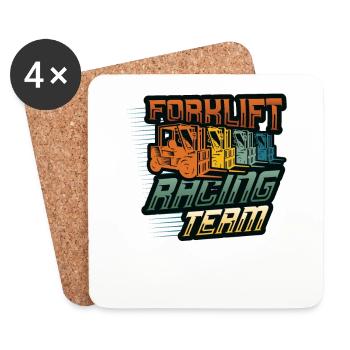 Forklift Racing Team, drôle de conducteur de chariot élévateur - Dessous de verre (lot de 4) - blanc - Devant