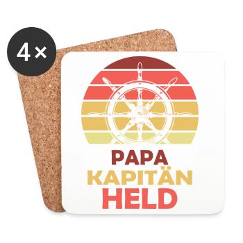 Papa Kapitän Held - Untersetzer (4er-Set) - Weiß - Vorne