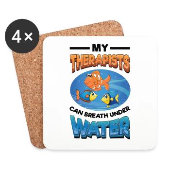Fun fish keeping, fish keepers - Coasters (set of 4) - white - Front