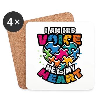 Ich Bin Seine Stimme, Er Ist Mein Herz - Untersetzer (4er-Set) - Weiß - Vorne