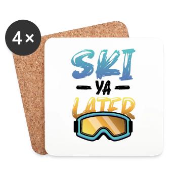 Ski Ya Later, ski amusant - Dessous de verre (lot de 4) - blanc - Devant