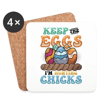 Gardez les œufs que je chasse poussins drôle adulte - Dessous de verre (lot de 4) - blanc - Devant