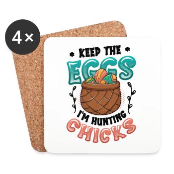 Gardez les œufs que je chasse poussins drôle adulte - Dessous de verre (lot de 4) - blanc - Devant