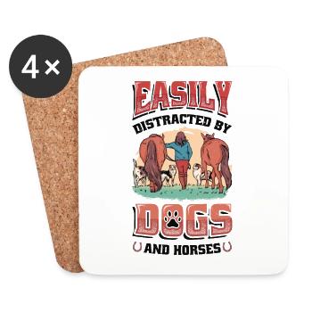 Facilement distrait par les chiens et les chevaux - Dessous de verre (lot de 4) - blanc - Devant