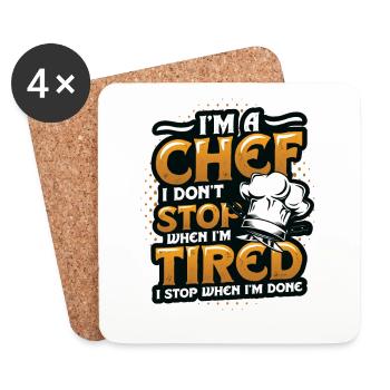 Je suis un chef que je n’arrête pas - Dessous de verre (lot de 4) - blanc - Devant