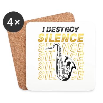 Je détruis le saxophone silencieux et drôle - Dessous de verre (lot de 4) - blanc - Devant