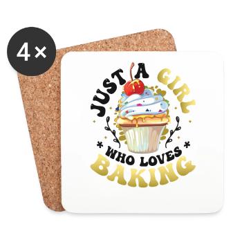 Only a girl who loves baking - Coasters (set of 4) - white - Front
