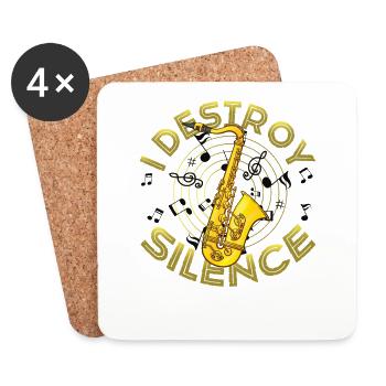 I destroy the silent, funny saxophone - Coasters (set of 4) - white - Front