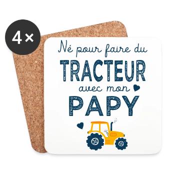 né pour faire du tracteur avec papy agriculteur - Dessous de verre (lot de 4) - blanc - Devant