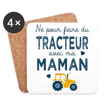 né pour faire du tracteur avec maman agricultrice - Dessous de verre (lot de 4) - blanc - Devant