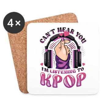 Je ne t’entends pas, j’entends Kpop - Dessous de verre (lot de 4) - blanc - Devant