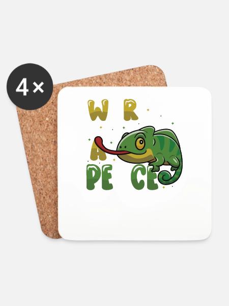 Friedens-Cameleon, Friedensbewegung - Untersetzer (4er-Set) - Weiß