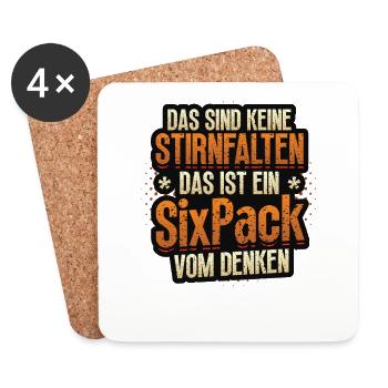 Das Sind Keine Stirnfalten, Das Ist Ein Six Pack - Untersetzer (4er-Set) - Weiß - Vorne